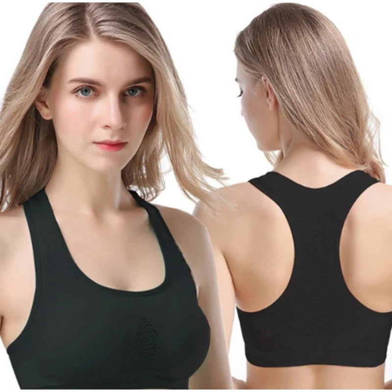 Women Breathable Sports Bra Absorb Sweat Shockproof Padded Gym Running Fitness Double Layer Seamless Yoga Sports Bra Underwear