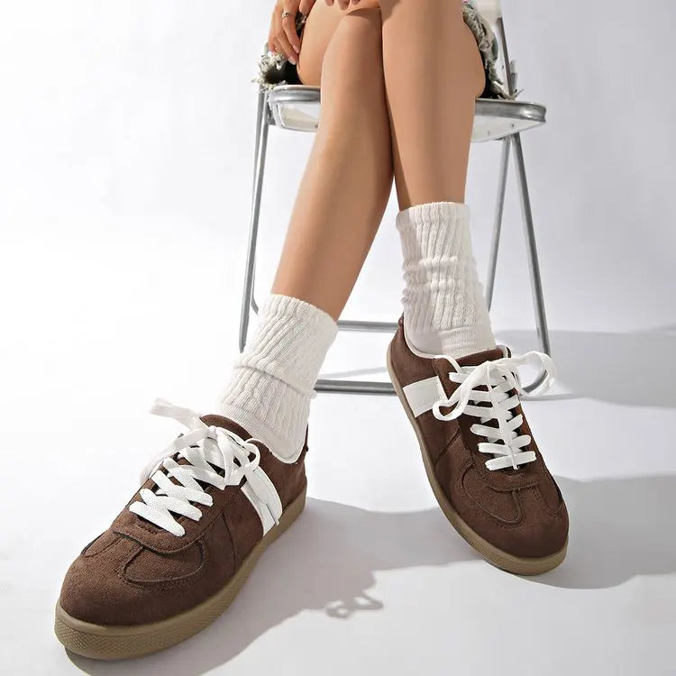 Women's Flat-bottomed Sneakers Spring and Autumn 2025 Series Fashion Casual Lace-up Comfortable Low-cut Shoes Zapatos De Mujer