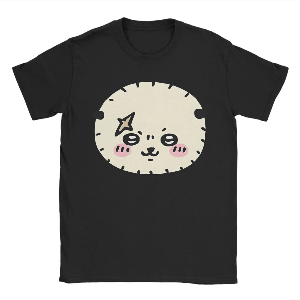 Funny Chiikawas Rakko T-Shirts Men Round Neck Cotton T Shirts  Short Sleeve Tees Unique Tops