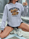 The Upside Down Teddy Bear Printing Hoodies Women Sports Fashion Casual Hooded Warm O-Neck Fleece Hoody Novelty Tide Clothes