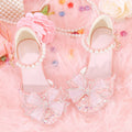 Children's high heels female crystal shoes princess little girl catwalk white with dress show host shoes girl