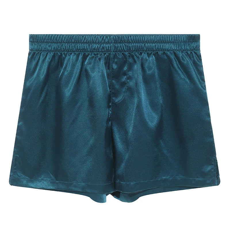 Men's Pajamas Shorts Soft Silky Underwear Men Boxers Shorts Sleep Bottoms Homewear Sleepwear Loose Lounge Shorts