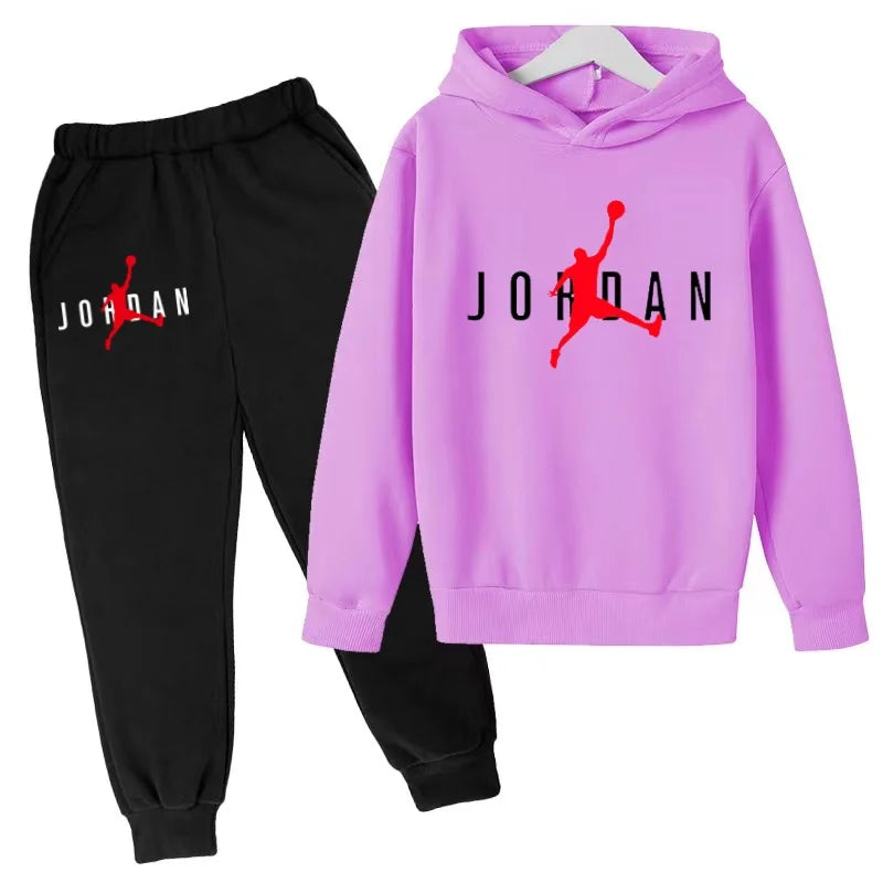 Kids Clothes Hoodie Basketball Letters Pullover Boy Girl 3-12Years Blue Sweatshirt+Black Pants Charming Leisure Brand Sports Set