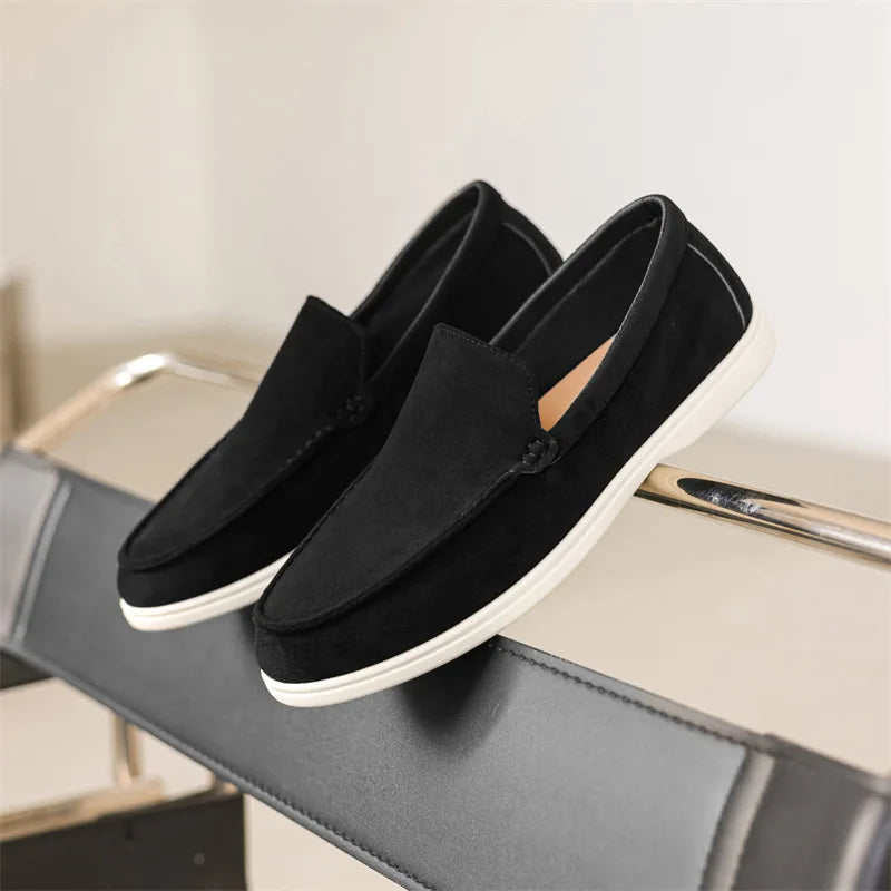 Men Flat Loafers 2026 Frosted Suede Flat Shoes Comfortable Non Slip Fashion Loafers Lightweight Trendy Outdoor Casual Shoes New