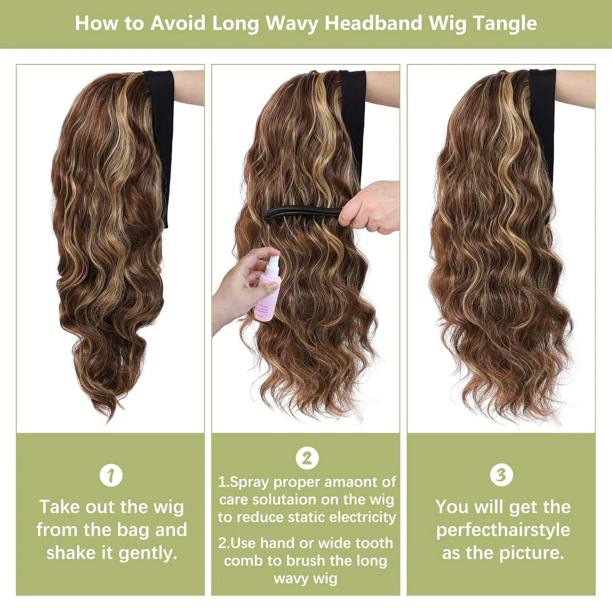 Synthetic Long Wavy Headband Wig for Women Headband Wigs Put On and Go Wig Long Curly Wig for Women Party Daliy Use