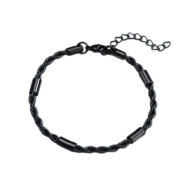 Jewelry Gift for Him Vnox Unisex Rope Chain Bracelets for Men Women Stainless Steel Twisted Links Chain Bracelet Simple Classic