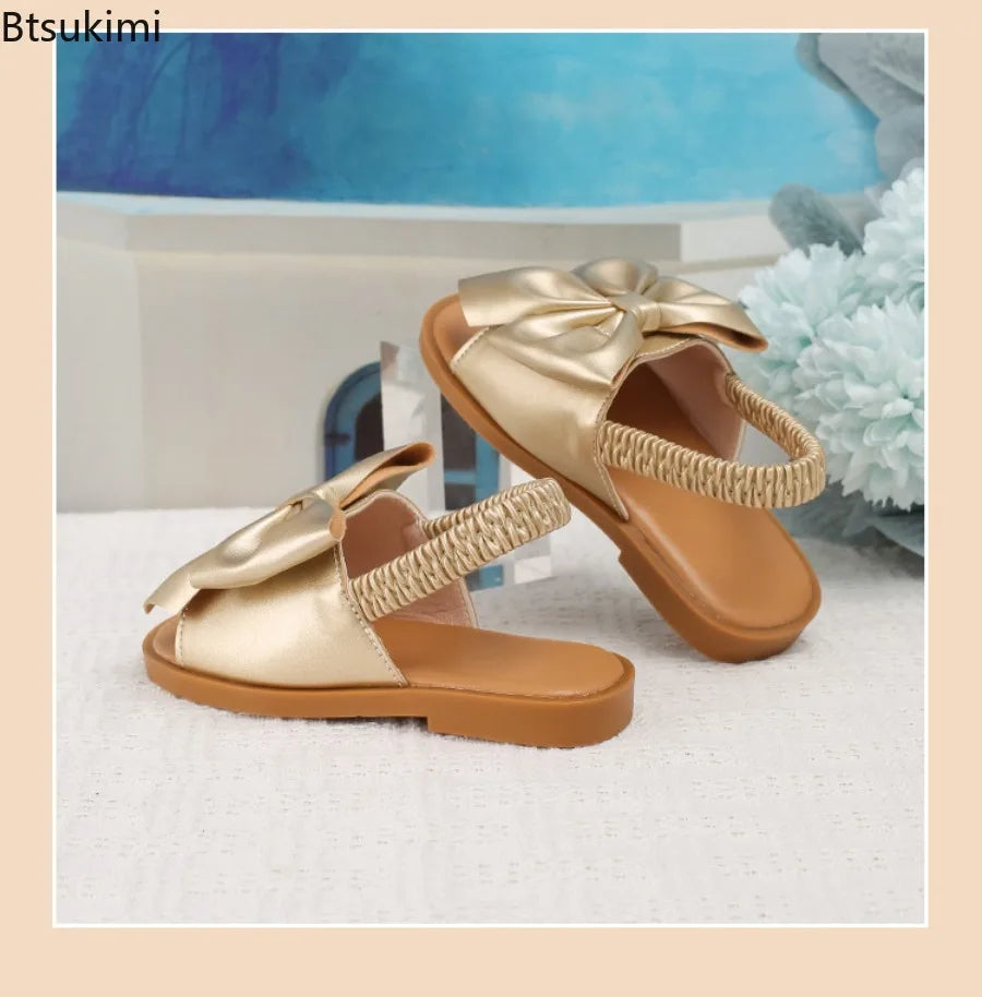 Simple Kids Sandals 2026 Summer New Style Girls' Shoes Fashionable Child Slippers Anti Slip Girls Sandals Bow Girls' Slippers