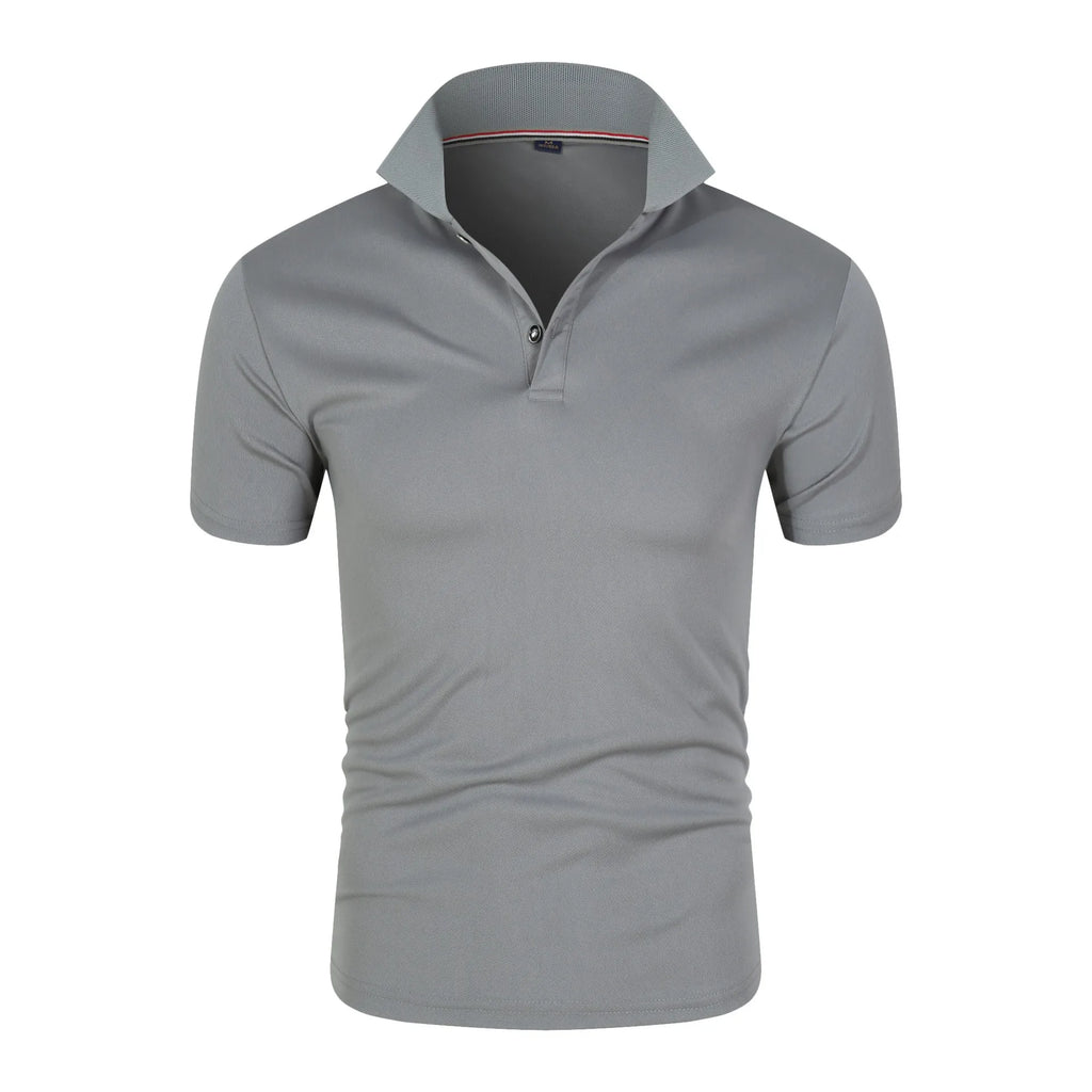 New Solid Color Polo Shirt Men's Short Sleeve Button Tshirts Lapel Lightweight Streetwear Sport Casual Tops