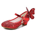 Girls Purple High Heels For Kids Princess RED Leather Shoe Footwear Children's Dress Party Wedding Shoes Round Toe 1-3CM