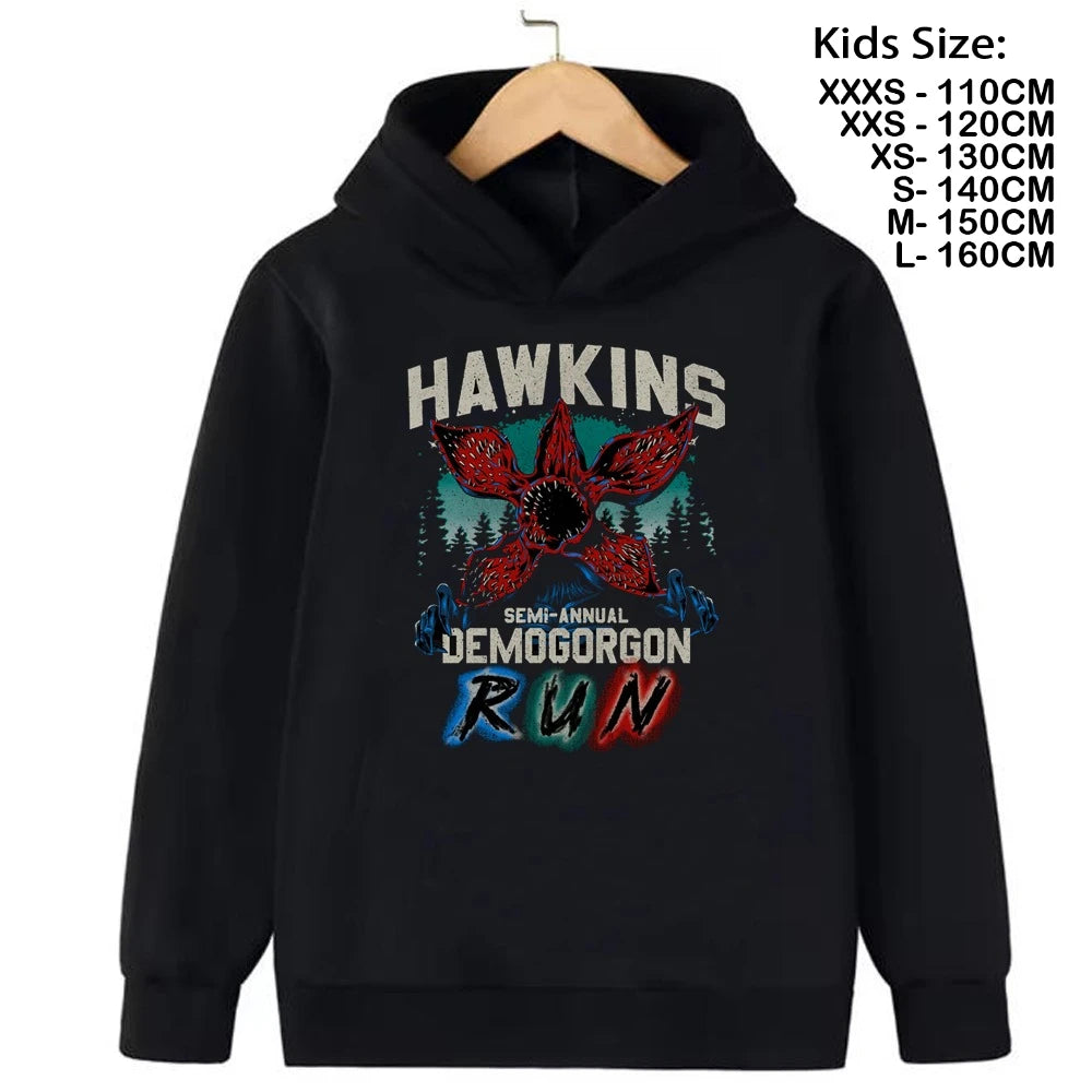 Cartoon Girls Boy Hawkins Demogorgon Hooded Sweatshirt  Children's Fashion Casual Tops WILL Girls Clothing Hoodies