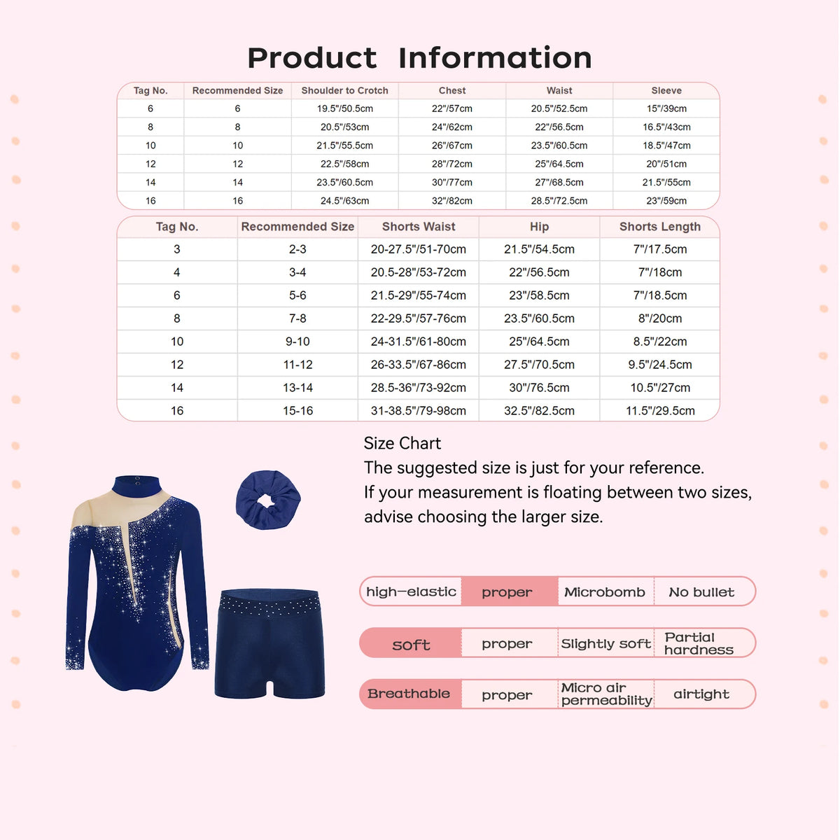 Kids Girls Ballet Dance Leotard With Body Shorts Hair Band Long Sleeve Workout Outfits Gymnastics Jersey Bodysuit Clothes