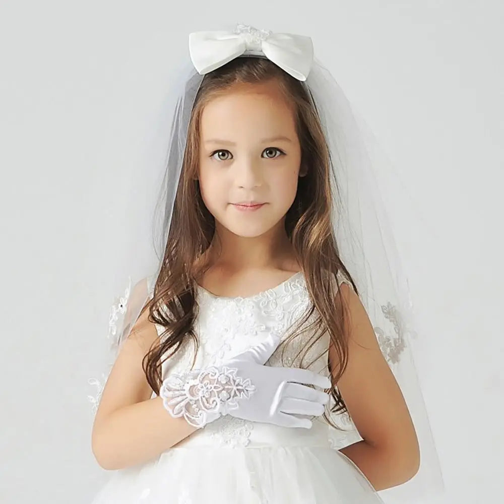 Gloves Children's Wedding Dress Princess Skirt Accessories Stage Gloves Wedding Gloves Full Finger Mittens Princess Gloves