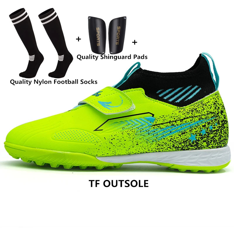 29-39 Boys Football Shoes Velcro Design Kids Girls Soccer Shoes Quality Child Sport Shoes
