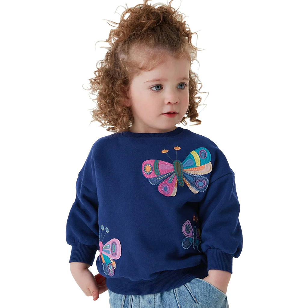 Girls Sweatershirt,Crew Neck Embroidered,Long Sleeve Pullover Toddler Kids Coat,Cotton Shirts,Floral Casual Children's Tops