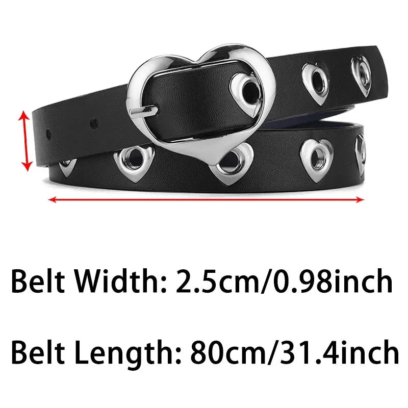 Children's Belt Fashion Heart Shaped Buckle Girls' Belt Student Thin Belt Cute Boys' Belt PU Belt School Supplies Teenager Belts