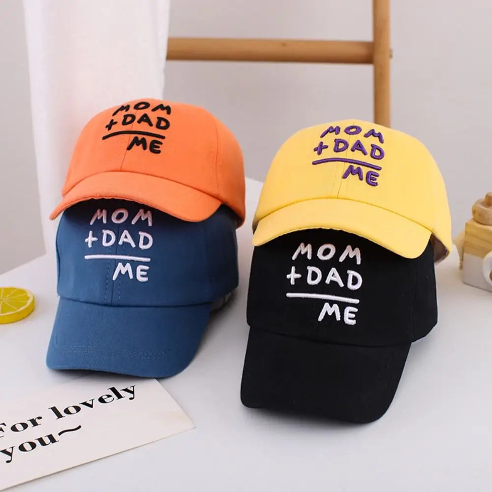 Children's Hats Spring Autumn Boys Girls Duckbill Hats Casual Baby Caps Fashion Cute MOM+DAD=ME Embroidery Sun Hats