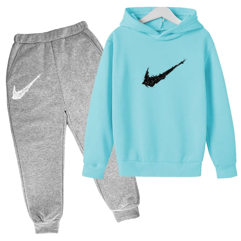 Kids Autumn Winter Hoodie Boy Girl 3-13Yrs Letter Print Clothing Casual Top+Trousers 2P Child Gift Brand Sports Coat Jogging Set