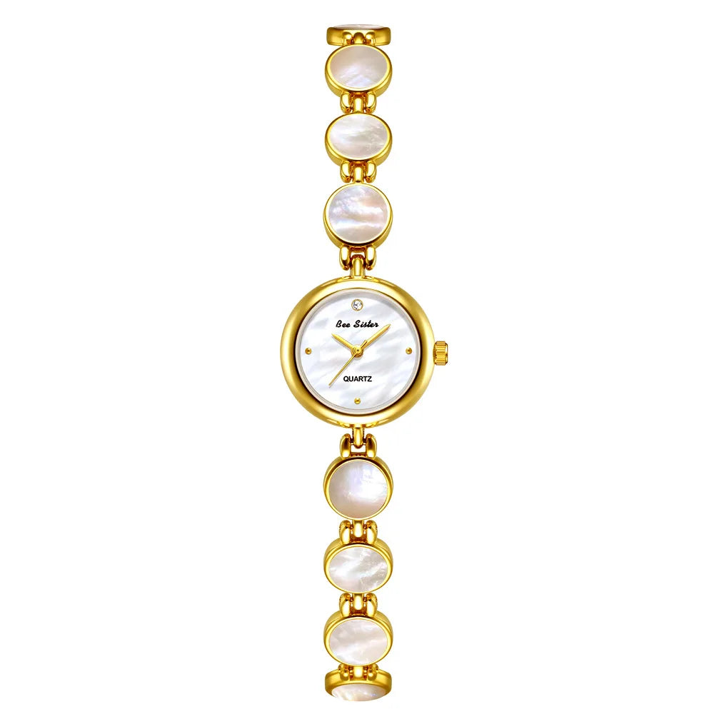 Luxury Ladies Watches Gold Small Dial Natural Shell Bracelet Clock Gifts For Women Lady Fashion Dress Quartz Wristwatch