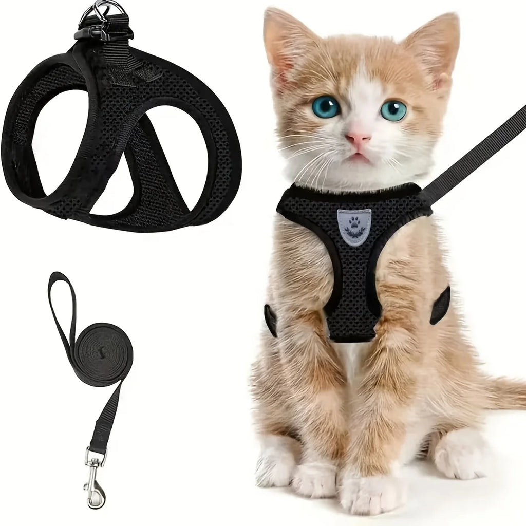 Breathable Vest-Style Pet Harness & Shock-Absorbing Leash, Comfortable for Dogs & Cats Outdoor Walking