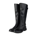 Men Knee High Boots Belt Buckle Long Boots Round Toe Thick Heel Mid-Calf Boots Fashion Motorcycle Boot Zipper Leather Men Shoes