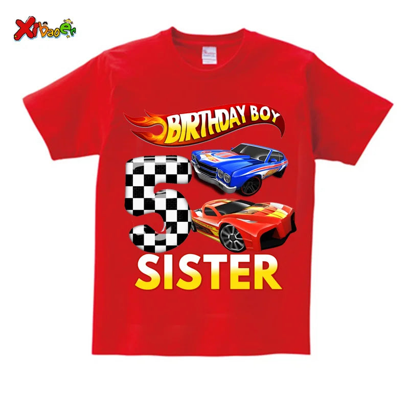 Kids Racing Birthday T Shirt 5 Year Old 2nd T Shirt Kids Shirts for Children Party BOYS Summer Custom Name Toddler Baby T Shirts