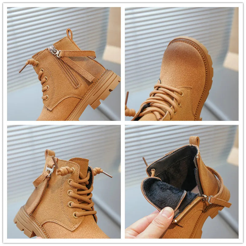 Kids Riding Boots for Boys Girls 2025 New Autumn Winter Kids Thermal Boots Breathable Lining Retro Outdoor Moutain Hiking Boots
