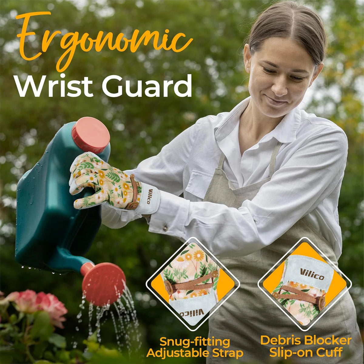 Vilico Gardening Gloves for Women, Thorn Proof Puncture Resistant Leather Garden Gloves, Touch Screen Working Gloves