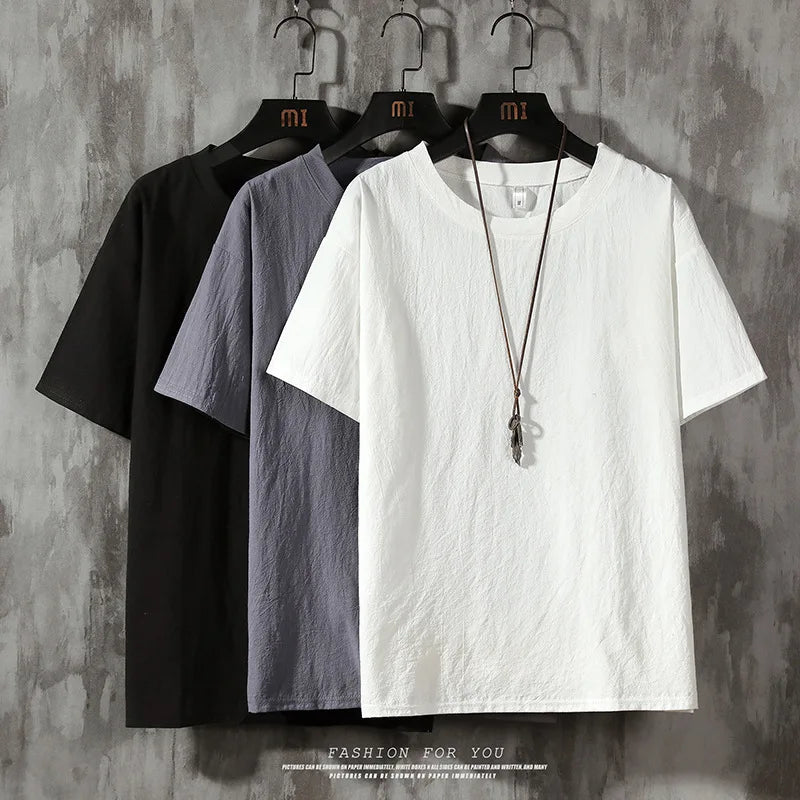 2026 Brand New Men's Short Sleeve T-shirt Solid Color Men T-shirts Loose Casual Half-sleeve Undershirt Man T-shirts Tops Tees