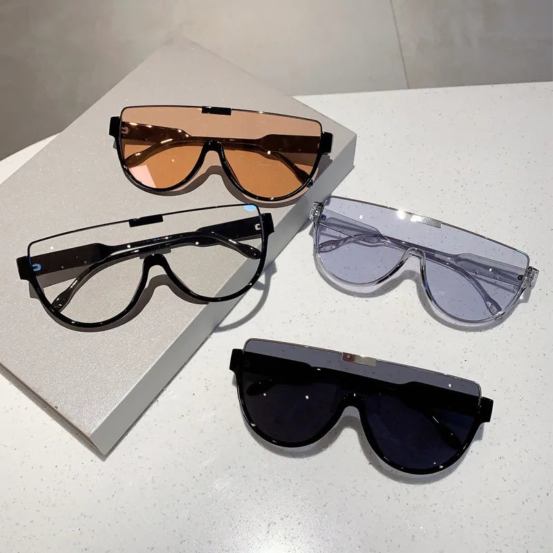 Women's Semi-Round Vintage Sunglasses 2026 New Trend UV400 Protection Anti Glare Monoblock Frame Outdoor Fashion Eyewear