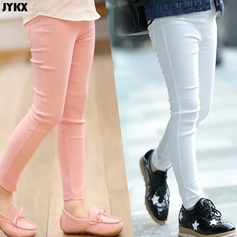 2025 Kids Girl Pants Spring Autumn Candy Color Elastic Pencil Trousers Child Solid Leggings For 2-11Y Children Clothing