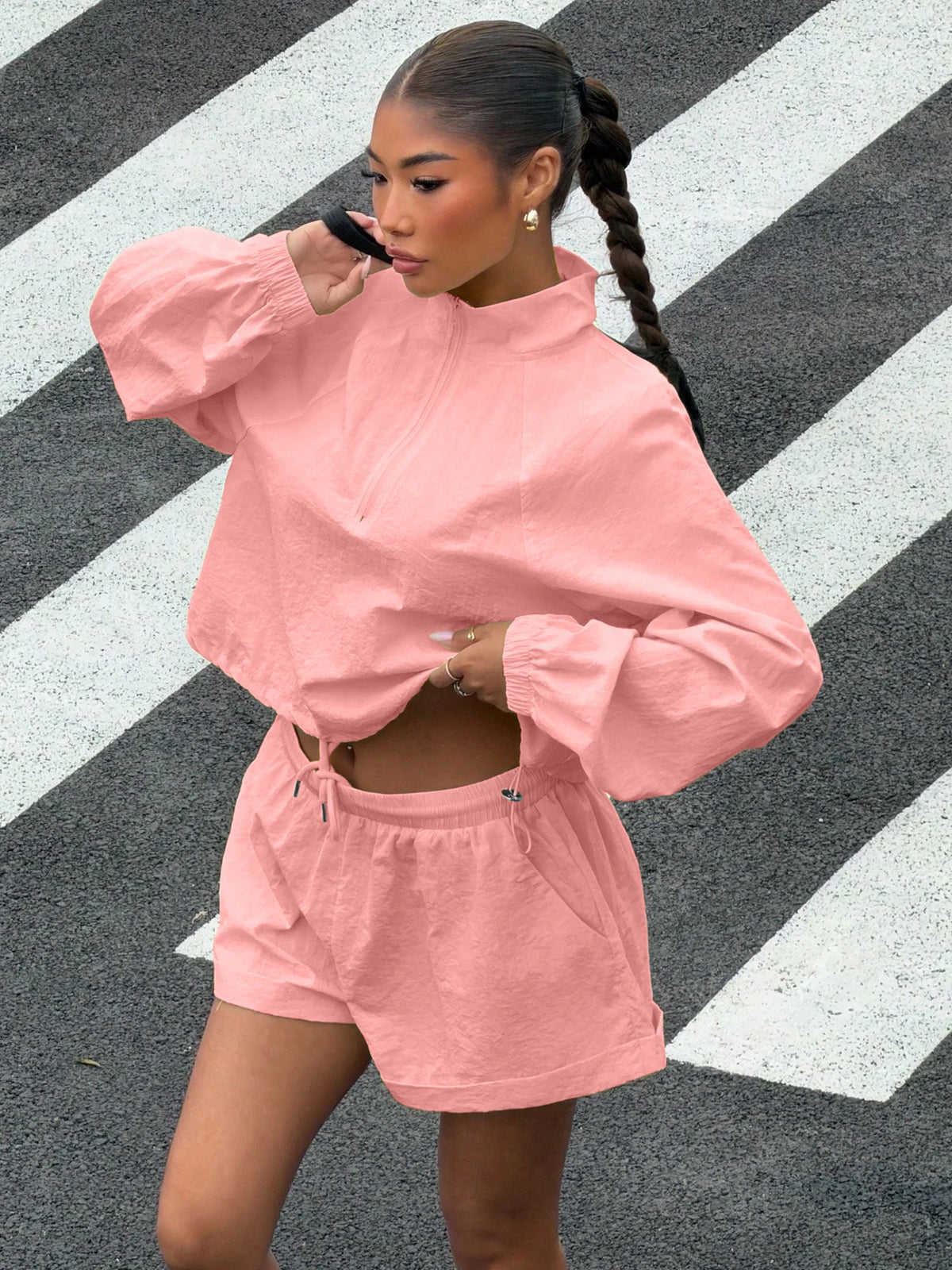Women's Sportswear Set Bright Colors Zipper Design Sunscreen Outfit Fitness Clothing Comfortable Sportswear Ensemble