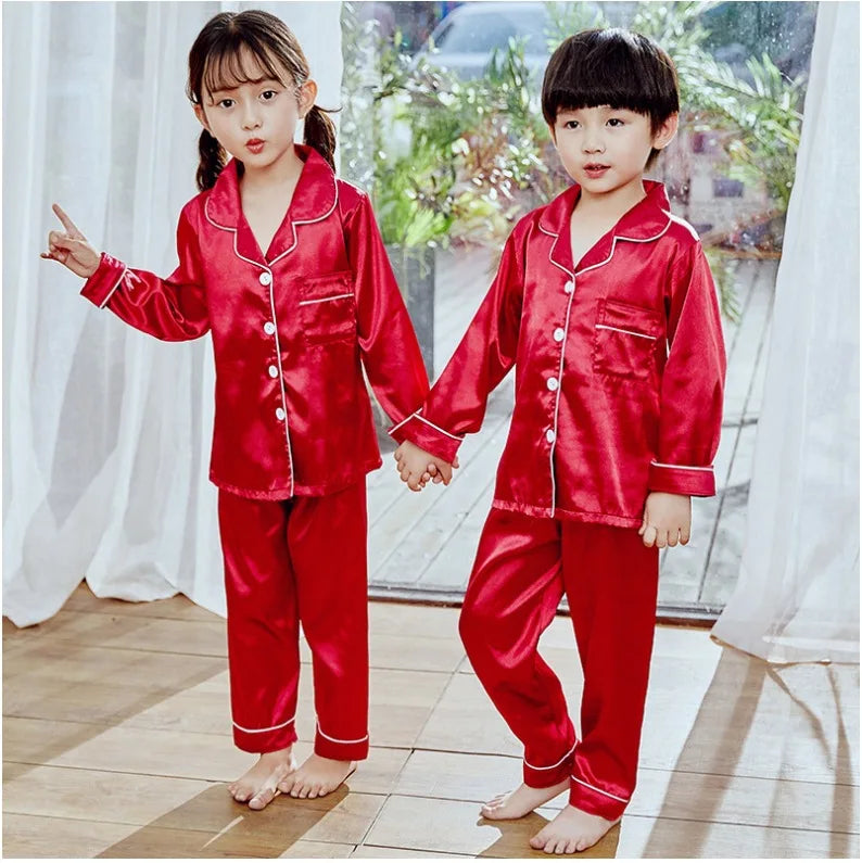 New Lapel Printed Set Long-Sleeved Pajamas Set Girls Bear Cartoon Children's Home Wear Toddler Boy Pyjamas Pjs for Kids