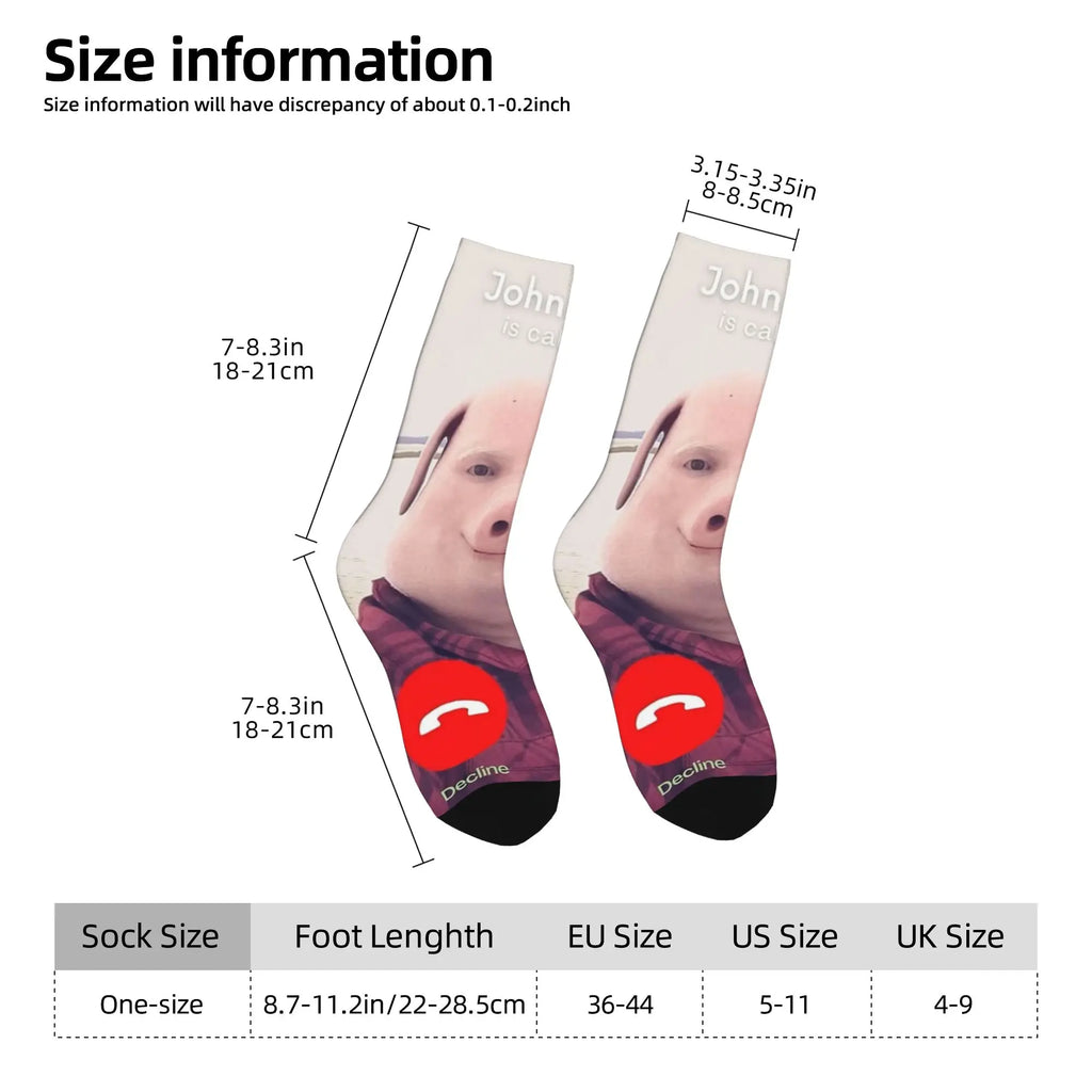 Funny Sock John Pork john pork is calling 8 Hip Hop Quality Pattern Printed Men Crew Socks Novelty Men's Socks