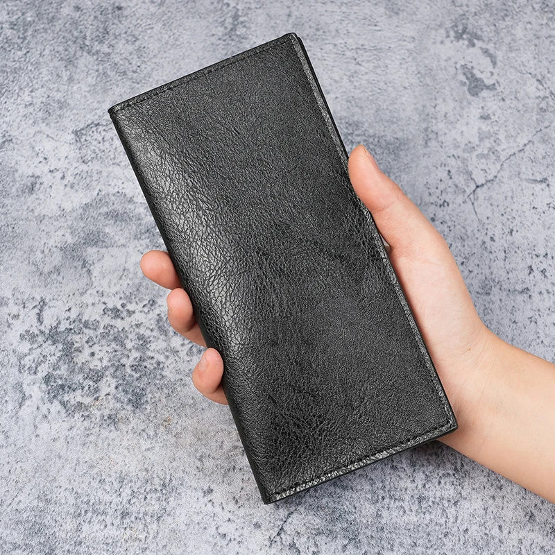 Men's wallets long ultra-thin youth multi-card leisure wallet card package Japanese and Korean students retro wallet.