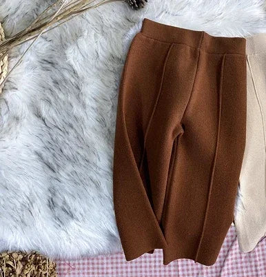 Kids Pants Autumn Childrens Clothing Winter Girls Thick Knitting Wide Leg Trousers Thick Woolen Yarn Straight Casual