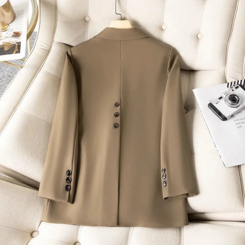 Khaki Black Green Women Formal Blazer Coat New Female Long Sleeve Single Button Jacket Office Ladies Work Wear Suit Outerwear
