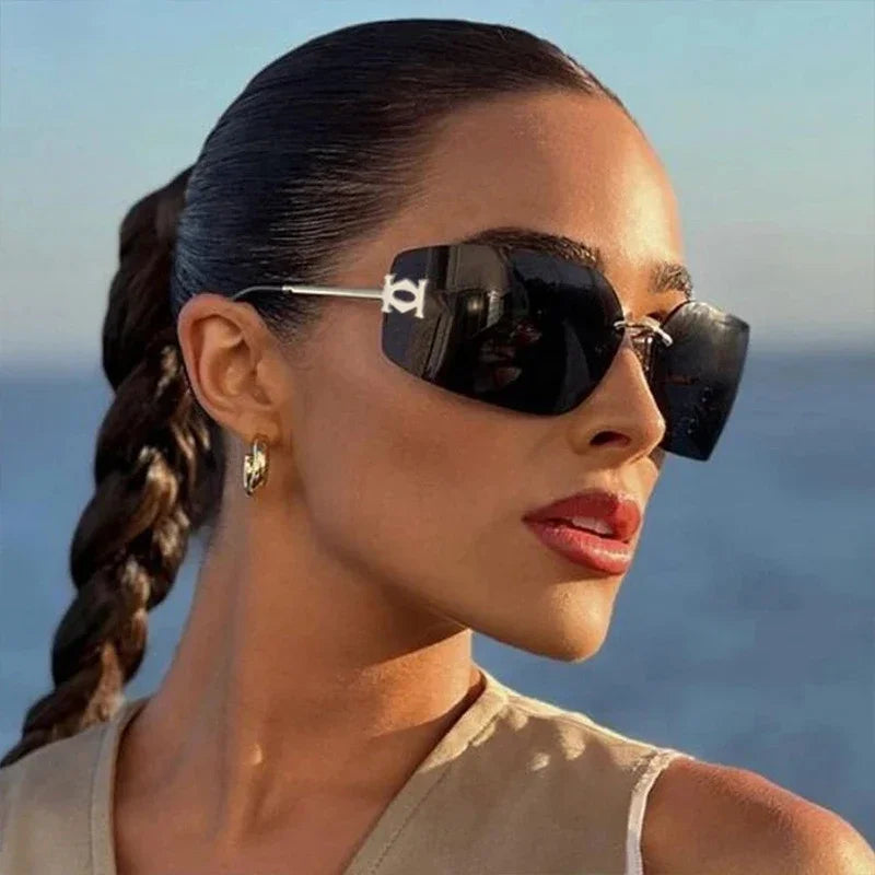 Women Sunglasses Fashion Rimless Rectangle Sunglasses for Women Luxury Design Trendy Frameless Sun Glasses Female UV400