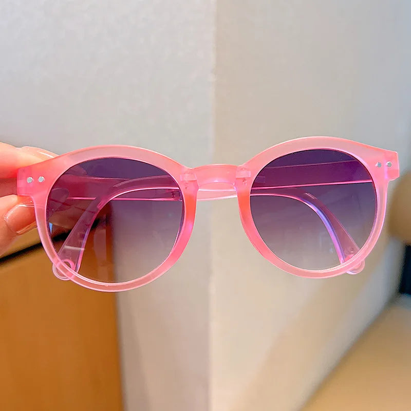 Children'S Colored Sunglasses  Foldable Round Frame Sun Glasses Boys Girls Uv400 Ultraviolet Eyepiece For Ages 2-8 Years Kids
