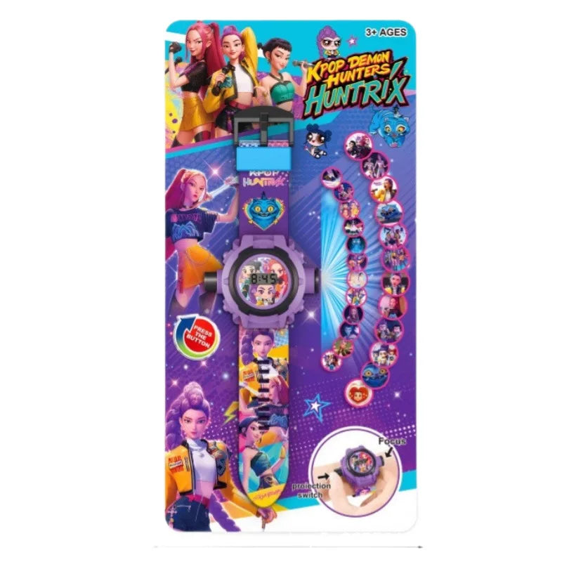 Cartoon Kids Projection Watch 24 Images Digital Electronic Wristwatch Multifunctional Toy Watch Fans Birthday Party Favors Gift