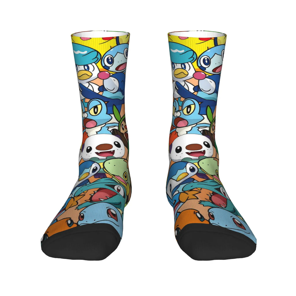 Men's Socks Pokemon Characters  Stockings Non-Slip Comfortable Socks Autumn Modern Design Outdoor Sports Socks