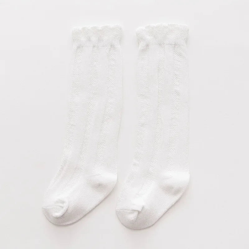 New Spring Autumn Baby Girls Cotton Knee High Socks Kids Girl Long Socks Toddler Double Needle Socks