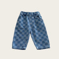 0-5 Y Little Kids Girls Boys Pants Korean Children's Clothes 2026 Cotton Checkered Soft Denim Jeans Stylish Comfortable Trousers