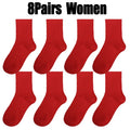 Men Women Socks Red New Year Cotton Socks Breathable Sports Comfortable Solid Color Cotton Festival Casual Lucky Red Floor Socks