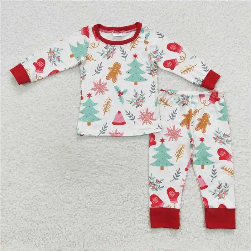 Wholesale Children Christmas Pajamas Long Sleeves Baby Girl Boy Santa Shirt Set Kids Pants Toddler Outfit Nightwear Sleepwear