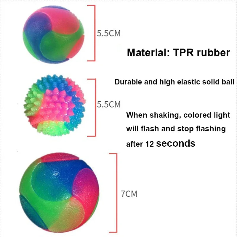 Fun pet toys - Puppy Flash Ball - Dog toys - Spherical shape - TPR multi-color light-up - Elastic ball - Dog training - Throw ba