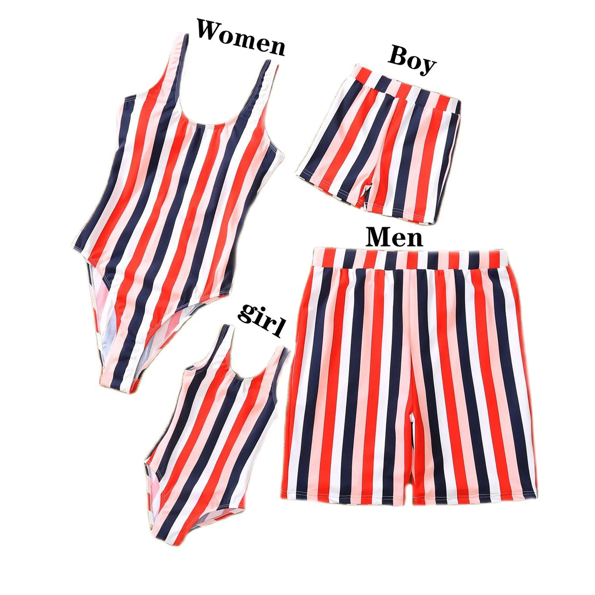 Striped Swimsuits Family Matching Outfits Mother Daughter Swimwear Mommy and Me Bikini Clothes Mohte Kids Swimming Dress