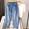 Summer New Sle Thin Large Size Women's Jeans Loose Covering Meat Harlan Pants Trendy Pear ape Body Fat Sister MM