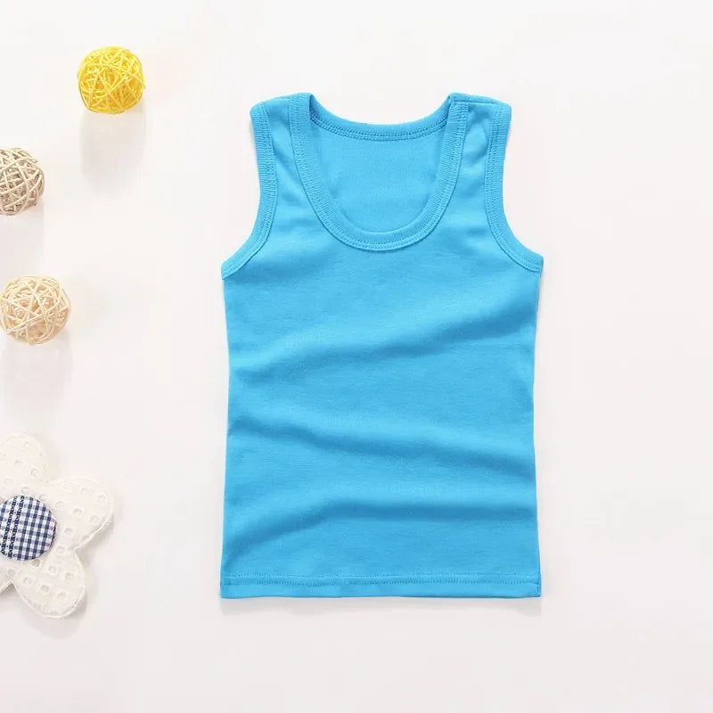 Kids Baby Boys Vests T-shirts Children Summer Vest Top Outfit Kid Boy Girl Solid Tops Clothes Cotton Tees Black Playsuits