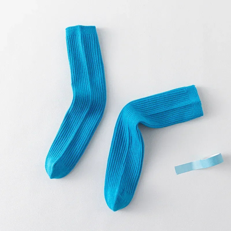 Solid Color Knitted Long Socks for Boy Girls Candy Color Knee High Socks Toddler Spring Autumn Soft Cotton Kids School Stockings