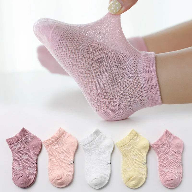 Kids Socks 5 Pairs/Lot Spring Summer Cotton Girls Socks Cute Flowers Pattern for Children Baby Little Girl Clothing Accessories